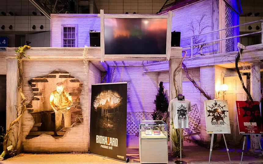 A Resident Evil set at a Capcom game-show booth, 2016