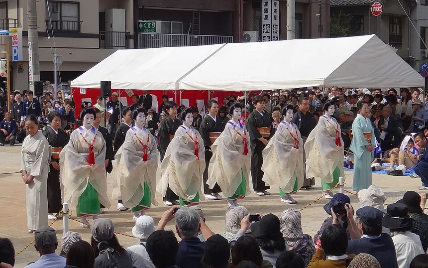 A neighbourhood procession at Nagasaki Kunchi